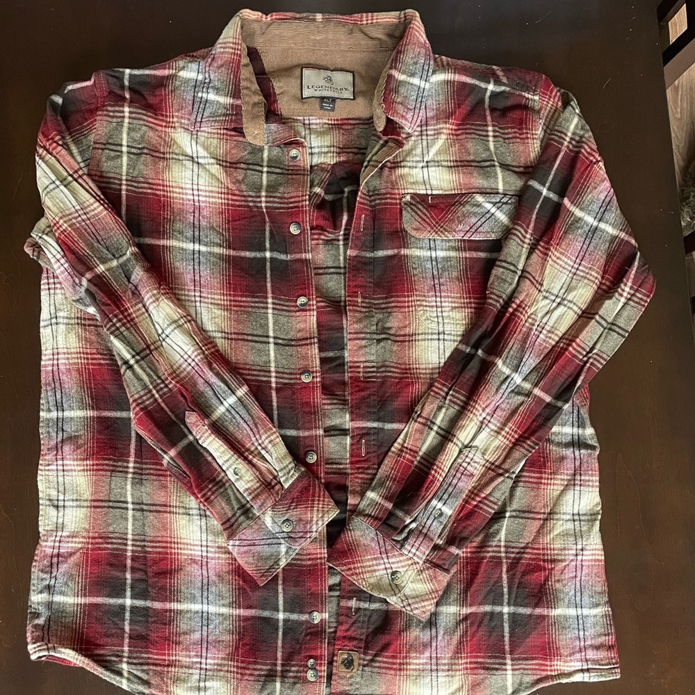 Legendary Whitetails Cotton Flannel Button Up Shirt Men’s XLT Red Plaid